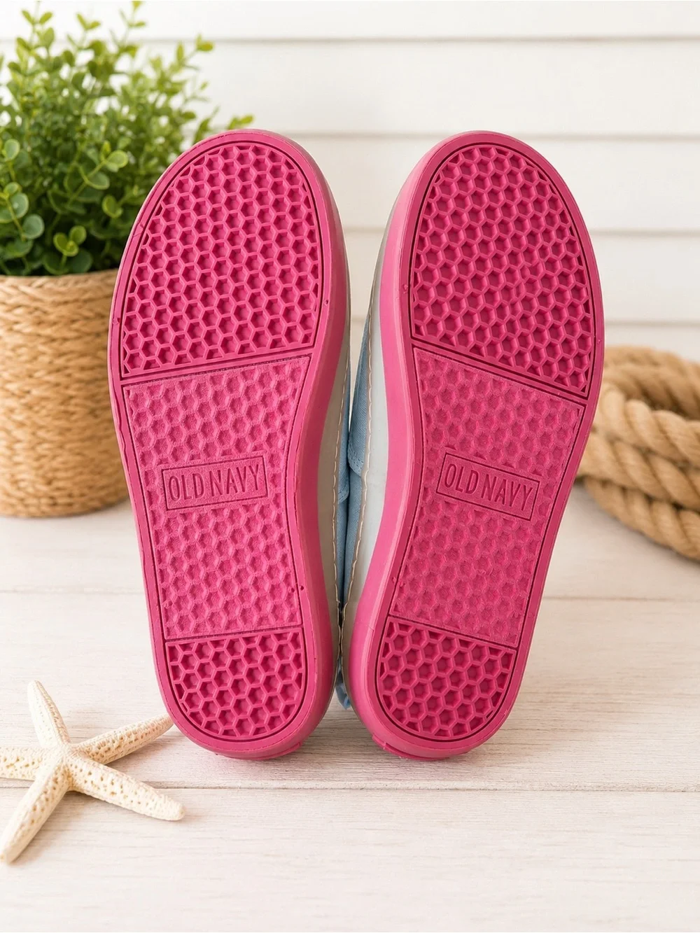 Light Blue Canvas Sneakers with Pink Sole